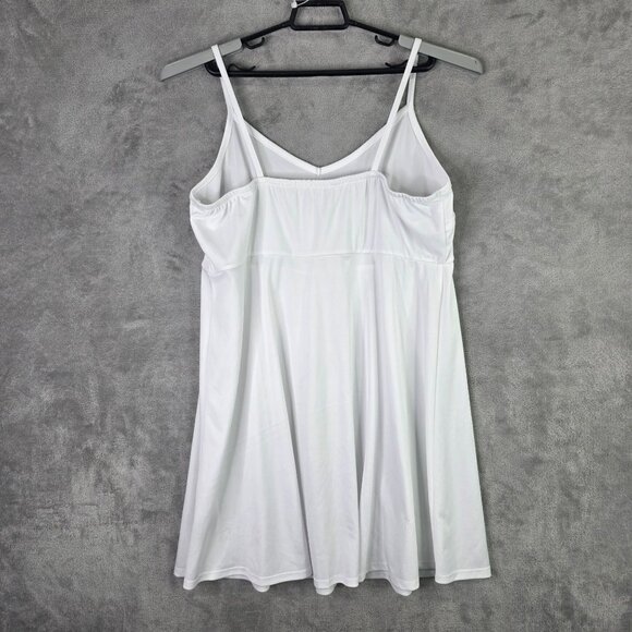 Womens White Sleeveless Slip Dress Adjustable Straps & V-Neckline Polyester XL - Picture 3 of 8